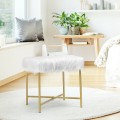Luxurious Faux Fur Covered Footrest Stool with Gold Metal Base - Gallery View 25 of 35