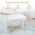 Luxurious Faux Fur Covered Footrest Stool with Gold Metal Base - Gallery View 26 of 35
