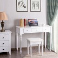 Makeup Dressing Table with Tri-Folding Mirror and Cushioned Stool for Women - Gallery View 2 of 31