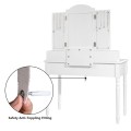Makeup Dressing Table with Tri-Folding Mirror and Cushioned Stool for Women - Gallery View 11 of 31