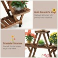 Wooden Plant Stand with Wheels Pots Holder Display Shelf - Gallery View 14 of 15