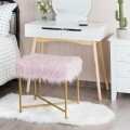 Luxurious Faux Fur Covered Footrest Stool with Gold Metal Base - Gallery View 6 of 35