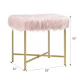 Luxurious Faux Fur Covered Footrest Stool with Gold Metal Base - Gallery View 4 of 35