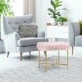 Luxurious Faux Fur Covered Footrest Stool with Gold Metal Base - Gallery View 8 of 35
