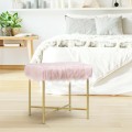 Luxurious Faux Fur Covered Footrest Stool with Gold Metal Base - Gallery View 1 of 35