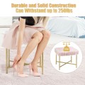 Luxurious Faux Fur Covered Footrest Stool with Gold Metal Base - Gallery View 9 of 35