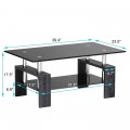 Rectangular Tempered Glass Coffee Table with Shelf - Gallery View 21 of 27