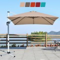 10 Feet 360° Tilt Aluminum Square Patio Umbrella without Weight Base - Gallery View 41 of 80
