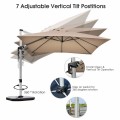 10 Feet 360° Tilt Aluminum Square Patio Umbrella without Weight Base - Gallery View 36 of 80