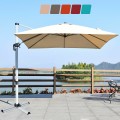10 Feet 360° Tilt Aluminum Square Patio Umbrella without Weight Base - Gallery View 3 of 80
