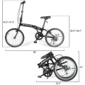 20 Inch 7-Speed Lightweight Iron V-Brakes Folding Bike