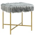 Luxurious Faux Fur Covered Footrest Stool with Gold Metal Base - Gallery View 15 of 35