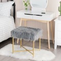 Luxurious Faux Fur Covered Footrest Stool with Gold Metal Base - Gallery View 18 of 35