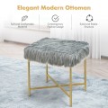Luxurious Faux Fur Covered Footrest Stool with Gold Metal Base - Gallery View 14 of 35