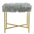 Luxurious Faux Fur Covered Footrest Stool with Gold Metal Base - Gallery View 16 of 35