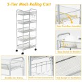 5 Tier Mesh Rolling File Utility Cart Storage Basket
