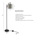 Standing Arc Modern Floor Lamp W/ Fabric Hanging Lamp