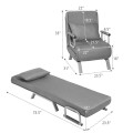 Convertible Folding Sofa Bed Sleeper Chair with Pillow and 5 Position Adjustable Backrest - Gallery View 51 of 58