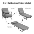 Convertible Folding Sofa Bed Sleeper Chair with Pillow and 5 Position Adjustable Backrest - Gallery View 52 of 58