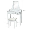 10 Dimmable Light Bulbs Vanity Dressing Table with 2 Dividers and Cushioned Stool