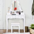 10 Dimmable Light Bulbs Vanity Dressing Table with 2 Dividers and Cushioned Stool