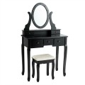 5 Drawers Vanity Table Stool Set with 12-LED Bulbs - Gallery View 17 of 24