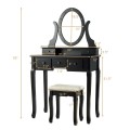 5 Drawers Vanity Table Stool Set with 12-LED Bulbs - Gallery View 18 of 24