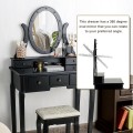 5 Drawers Vanity Table Stool Set with 12-LED Bulbs - Gallery View 21 of 24