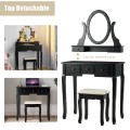 5 Drawers Vanity Table Stool Set with 12-LED Bulbs - Gallery View 19 of 24