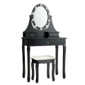 3 Drawers Lighted Mirror Vanity Dressing Table Stool Set - Gallery View 15 of 22
