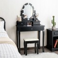 3 Drawers Lighted Mirror Vanity Dressing Table Stool Set - Gallery View 13 of 22