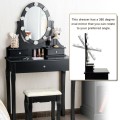3 Drawers Lighted Mirror Vanity Dressing Table Stool Set - Gallery View 16 of 22