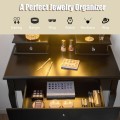3 Drawers Lighted Mirror Vanity Dressing Table Stool Set - Gallery View 21 of 22