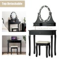 3 Drawers Lighted Mirror Vanity Dressing Table Stool Set - Gallery View 17 of 22
