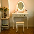 5 Drawers Vanity Table Stool Set with 12-LED Bulbs - Gallery View 3 of 24