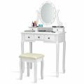 5 Drawers Vanity Table Stool Set with 12-LED Bulbs - Gallery View 6 of 24