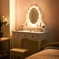 5 Drawers Vanity Table Stool Set with 12-LED Bulbs - Gallery View 4 of 24