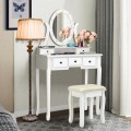 5 Drawers Vanity Table Stool Set with 12-LED Bulbs - Gallery View 1 of 24