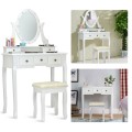 5 Drawers Vanity Table Stool Set with 12-LED Bulbs - Gallery View 10 of 24