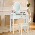 5 Drawers Vanity Table Stool Set with 12-LED Bulbs - Gallery View 2 of 24