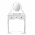 5 Drawers Vanity Table Stool Set with 12-LED Bulbs - Gallery View 5 of 24