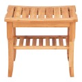Bathroom Bamboo Shower Chair Bench with Storage Shelf - Gallery View 5 of 11