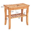 Bathroom Bamboo Shower Chair Bench with Storage Shelf - Gallery View 8 of 11