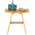 18 Inch Bamboo Shower Stool Bench with Shelf - Gallery View 4 of 11