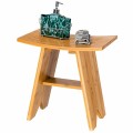 18 Inch Bamboo Shower Stool Bench with Shelf - Gallery View 5 of 11