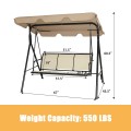 3 Person Patio Swing with Polyester Angle Adjustable Canopy and Steel Frame - Gallery View 14 of 35
