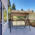 3 Person Patio Swing with Polyester Angle Adjustable Canopy and Steel Frame - Gallery View 22 of 35