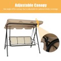 3 Person Patio Swing with Polyester Angle Adjustable Canopy and Steel Frame - Gallery View 16 of 35