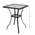 28.5 Inch Outdoor Patio Square Glass Top Table with Rattan Edging - Gallery View 5 of 8