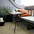 28.5 Inch Outdoor Patio Square Glass Top Table with Rattan Edging - Gallery View 2 of 8